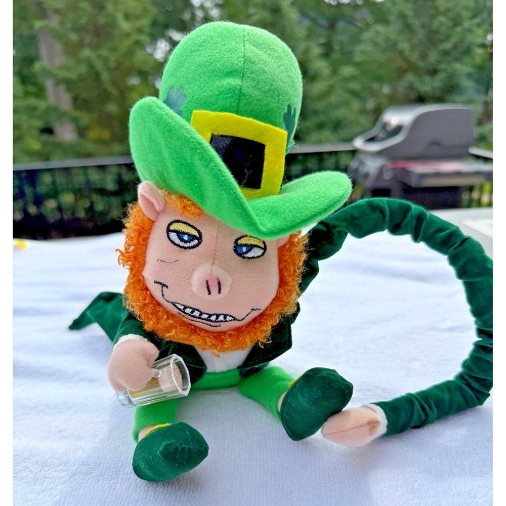 Rare Vtg St Patrick's Day Drinking Buddy Leprechaun Neck Hugger Plush Green